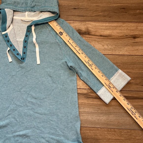 Soft Surroundings Just Beachy Sweatshirt SZ Large Terry Cloth Pullover Hood Blue - Picture 9 of 11